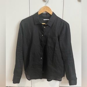 Black, linen, Reformation button down. Worn once.